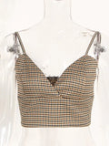 Women Khaki Plaid Irregular Short Blazer New Lapel Long Sleeve Loose Fit Jacket Fashion Tide Spring Autumn 2023