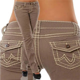 Jeans High Waisted Straight Skinny Stretchy Pant Streetwear Ladies Tight Washed Bandage Denim Pencil Pants Trousers