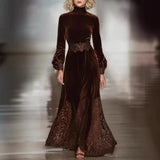 Dress 2025 New Women's Suit And Collar Temperament British Style Double Buckle Body Gold Velvet