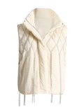 Toloer 2024 Niche Loose Vest Diamond Chain Trim Clip Cotton Sleeveless Jacket-Outfit