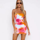 Toloer Women's Summer 2024 New Sexy Breast One Word Shoulder Collection Fanny Pack Hip Fashion Print Dress-Outfit