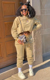 Casual Fleece Long Sleeve Hoody Top And Pant Matching