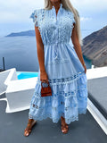 Women's New Fashion With Waist Lace Splicing Long