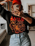 Autumn Letters Eagle Cotton Long Sleeve Women Sweatshirt O-Neck Casual Female Sweatshirt Pullovers Women's Clothes Tops-Outfit