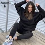 Autumn Winter Sport Tracksuit Women Hoodies Set Long Sleeve Loose Oversized Shirt Tops And Pants Suit Two Piece