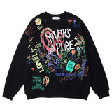 Hip Hop Sweatshirt Women Autumn Fashion Cotton Graffiti Print Hoodies Women High Street Tops Harajuku Long Sleeve Loose