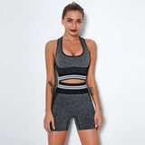 Seamless Women Set Bra Shorts Workout Sportswear Gym Clothing Fitness Long Sleeve Crop Top High Waist Leggings Sports