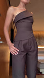 Summer New Hottie Collar Hanging Neck Repair On The Body Of High-Waisted Straight Trousers