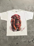 Men's T-Shirts Retro Portraits Print Short-Sleeved T-Shirts Y2k Gothic Harajuku Hip-Hop Couple Relaxed-Outfit
