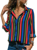 New Fashion Print Women Blouses Long Sleeve Turn-down Collar Chiffon Blouse Shirt Casual Tops Plus Size Elegant Work