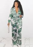Formal Print Knotted Crop Top and Matching Pants 2PC