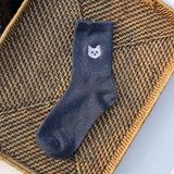And Dog Pure Cotton Woman Harajuku Cartoon Animal Silver Dollar Manual Embroidery funny Socks & hosiery women Autumn