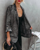 Loose Denim Cardigan Autumn And Winter New Style Suit Collar All-Match Casual Thin