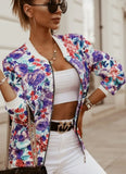 Print Zipper Long Sleeve