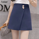 Women Solid Button Simple Summer Chiffon Lightweight Office Lady Mini Skirt All-match Slim Korean Style Fashion