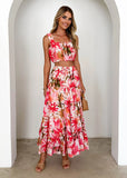 New Women's Retro Sleeveless Short-Skid Wrapping Slings Print High-Rise Half-Body Skirt Two-Piece Suit