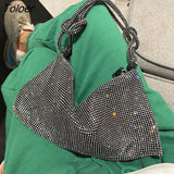Rhinestones Evening Bag Silver Shiny Crystal Dinner Party Wedding Handbag Luxury Shoulder Bags Women's Clutch