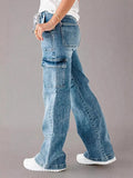 Sales 2025 New Straight Jeans Women's Casual With Multi-Bags Of