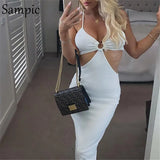 2021 Fashion Summer Beah Bandage Cut Out Strap Party Women Midi Dress Club Casual Sexy Wrap Hollow Out Backless