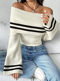 Women's Single-Word Shoulder-To-Shoulder-To-Shoulder-Tuck Knitted