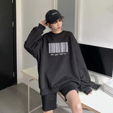 Spring Autumn Oversized Hoodies Women Korean Style Bar Code Sweatshirts Harajuku Pullover Couple Friends Clothes Tops