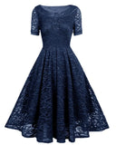 Lace Short Sleeve A-line Bridesmaid