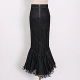 Asymmetrical Bodycon Denim Skirt For Women High Waist Patchwork Tassel Midi Skirts Female Fashion New Clothing