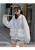 Summer Harajuku Sun Protection Coat Long Sleeve Transparent Jacket Gradient Sequin Female Jacket Women Feminine