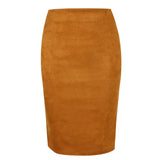 colors 2018 Women Skirt Winter Solid Suede Work Wear Package Hip Pencil Midi Skirt Autumn Winter Bodycon
