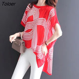 Summer T Shirt Women Fashion Loose Personality T-shirt Thin Bat-sleeved Chiffon Shirt Short-sleeved Tshirt Trend Womens