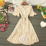 Summer Women Blue/Green/Pink Polka Dot Dress 2020 Vintage High Waist A-line Ladies Vestidos Verano Casual V-neck Dresses