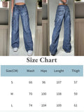 2022 Y2K Denim Cargo Pants High Waist Jeans Woman Fairy Baggy Low Rise Print Straight Trousers Women Clothing