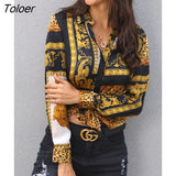 Spring Women Elegant Party Loose Button Shirt Turn-down Collar Female Leopard Print Knot Front Long Sleeve