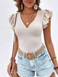 Spring And Summer New Dress Simple V-Leading Flying Sleeve