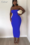 Sexy Solid Color Tube Top Bodycon Dress Women Clothing Summer 2023 Party Clubwear Maxi Dresses