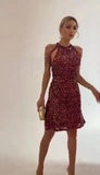 Fashionable Style, Fashionable Neckline, Sexy Crystal Tassel, Buttocks, Sequins, Dress, Middle Waist Evening Dress-Outfit