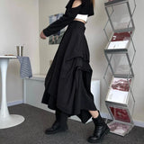 Party Casual Vintage Victorian Skirt Women Black High Street Korean Gothic Y2k Skirt Female Long Chic Irregular Fashion Party