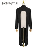 Back Cut Out Coats Women Clothing Loose Lapel Long Sleeve Button-Down Autumn Coat Female 2021 Fashion Style