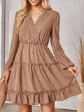 Dot Lace Trim Surplice Tiered