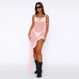 Women's Spring New Sling Skirt Personality Trend Sexy Perspective High Open Skirt Dress