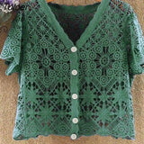 Women New Design Hollow Out Stylish Minority Korean Style V-neck Loose All-match Sexy Casual Fashion Young Summer
