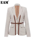 Women Split Pu Leather Brief Short Blazer New Lapel Long Sleeve Loose Fit Jacket Fashion Tide Spring Autumn 2023