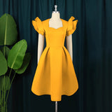 Lotus Leaf Side A Swing Dress Show Skinny Belly Large Size Party Dress Princess Dress
