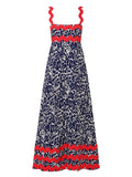 Toloer Southeast Asia New Small Flower Wave Sling Skirt High-End Temperament A-Line