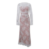 Toloer Women's Fall 2023 New Sexy Temperament Vest Long Sleeve Strap Hook Lace Sling