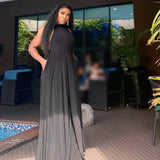 Wide Leg Pants Sexy Halter Neck Big Open Back High Waist Casual