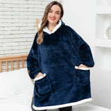 Hoodie Blanket With Sleeves Plaid Sweatshirt Winter Fleece Pullover Female Sherpa Giant Moleton Hoody Sweat Femme