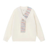 Autumn And Winter New Korean Version Sweet And Gentle Design Fake Scarf Style Imitation Wool Soft Sweater-Outfit