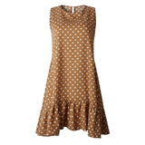 Dot Dress Women 2020 New Summer Beach Casual Dress Plus Size Sleeveless yellow Loose A-Line Midi Beach Dresses
