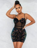 Sexy Strap Sleeveless Beading Mini Sheath Club